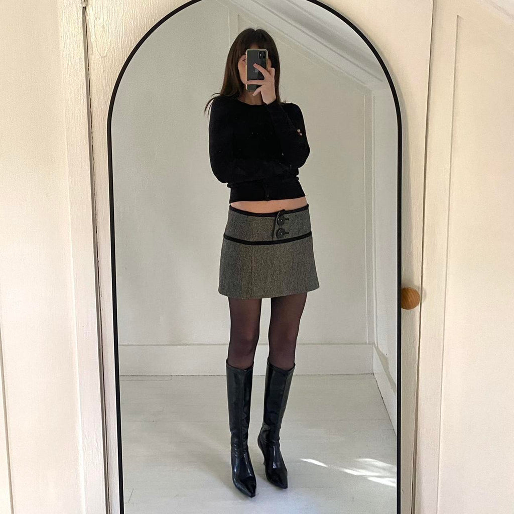 DKNY Jeans Vintage Y2K Tweed Low Rise Mini Skirt Size 9