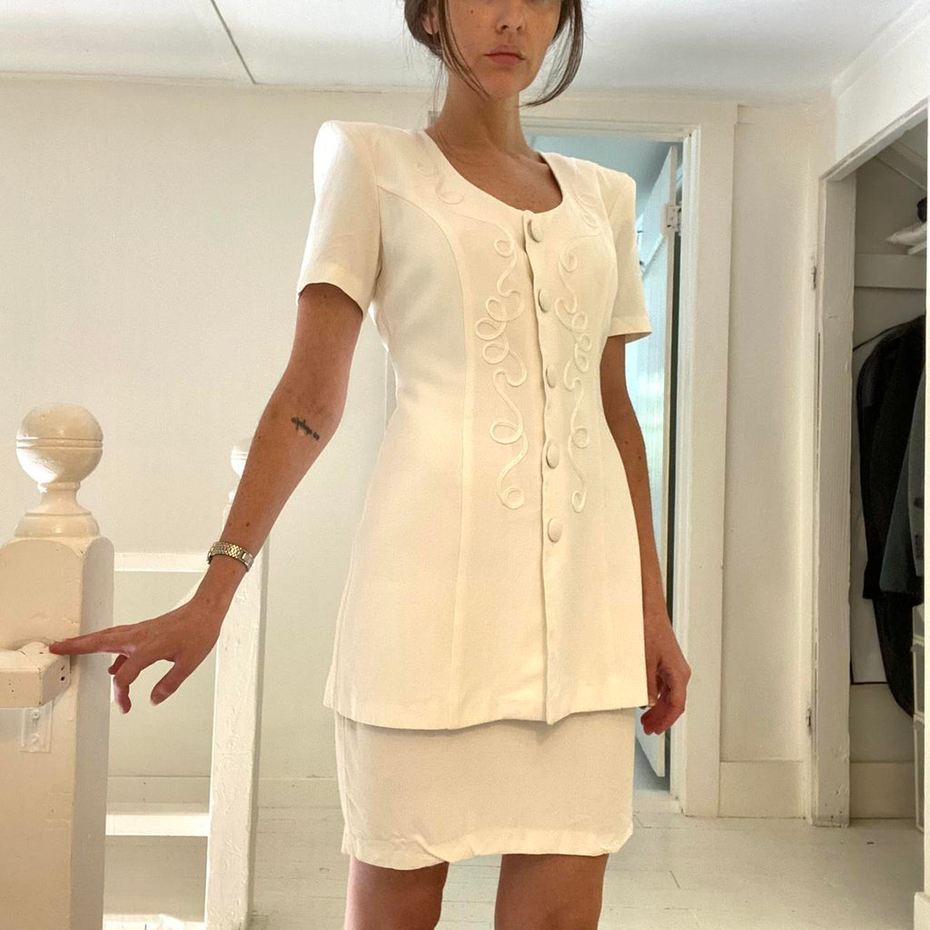 Breakin’ Loose Vintage 80s One Piece Mini Skirt Suit Size 3/4