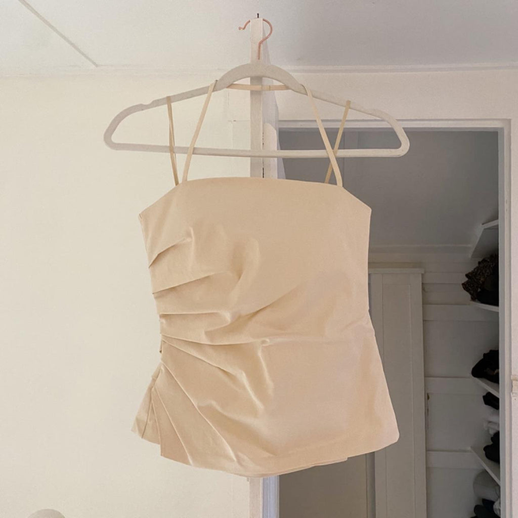 A.L.C. Charlotte Sateen Halter Top in Beige NWT Size 0