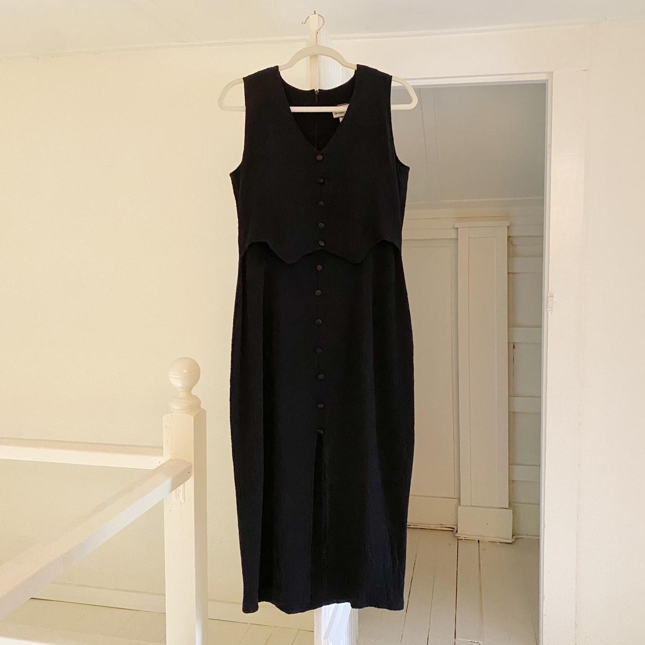Breakin’ Loose Vintage 90s Tuxedo Vest Button Front Midi Dress Size 9/10