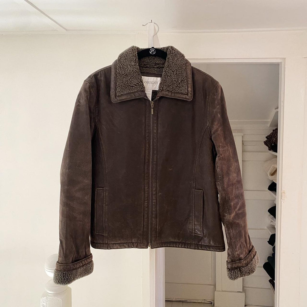 Hugo Buscati Collection Vintage 90s Shearling Leather Jacket Size S