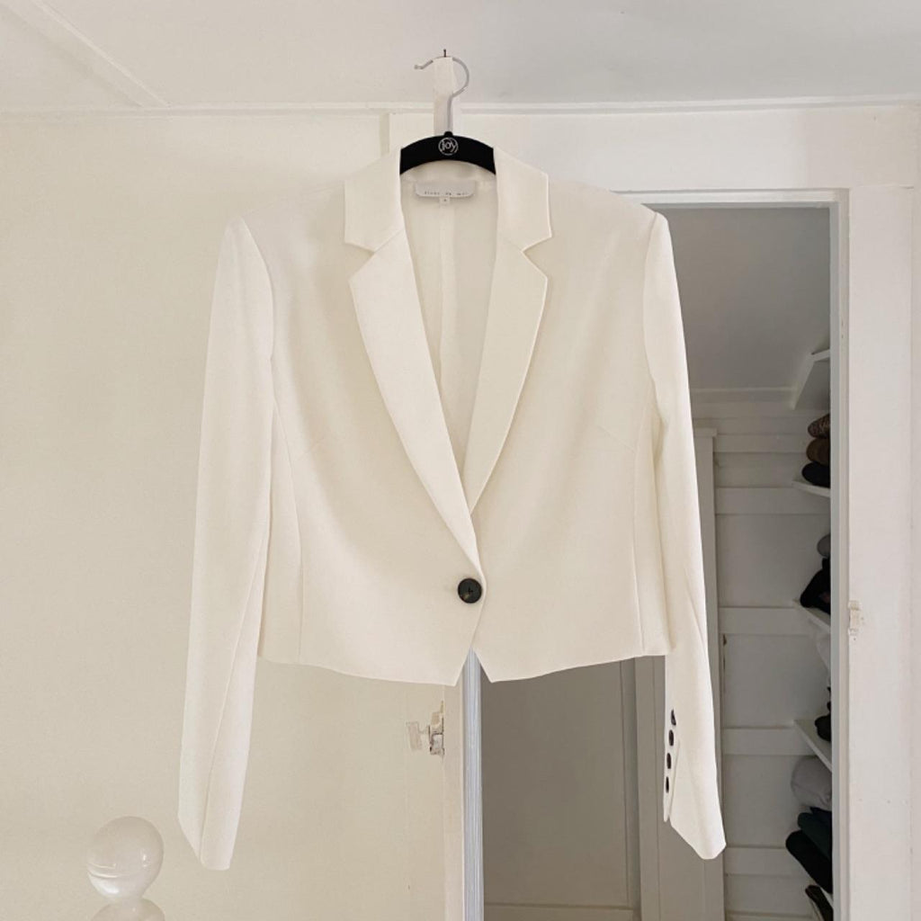 Fleur Du Mal Cropped Blazer Jacket in Spring Ivory Size 4