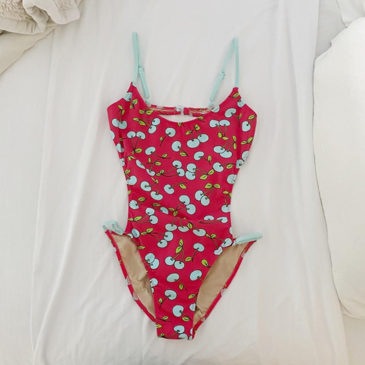 Pan Dulce Swimwear Vintage 90s Cherry Print One Piece Swimsuit Size 9/10 NWT