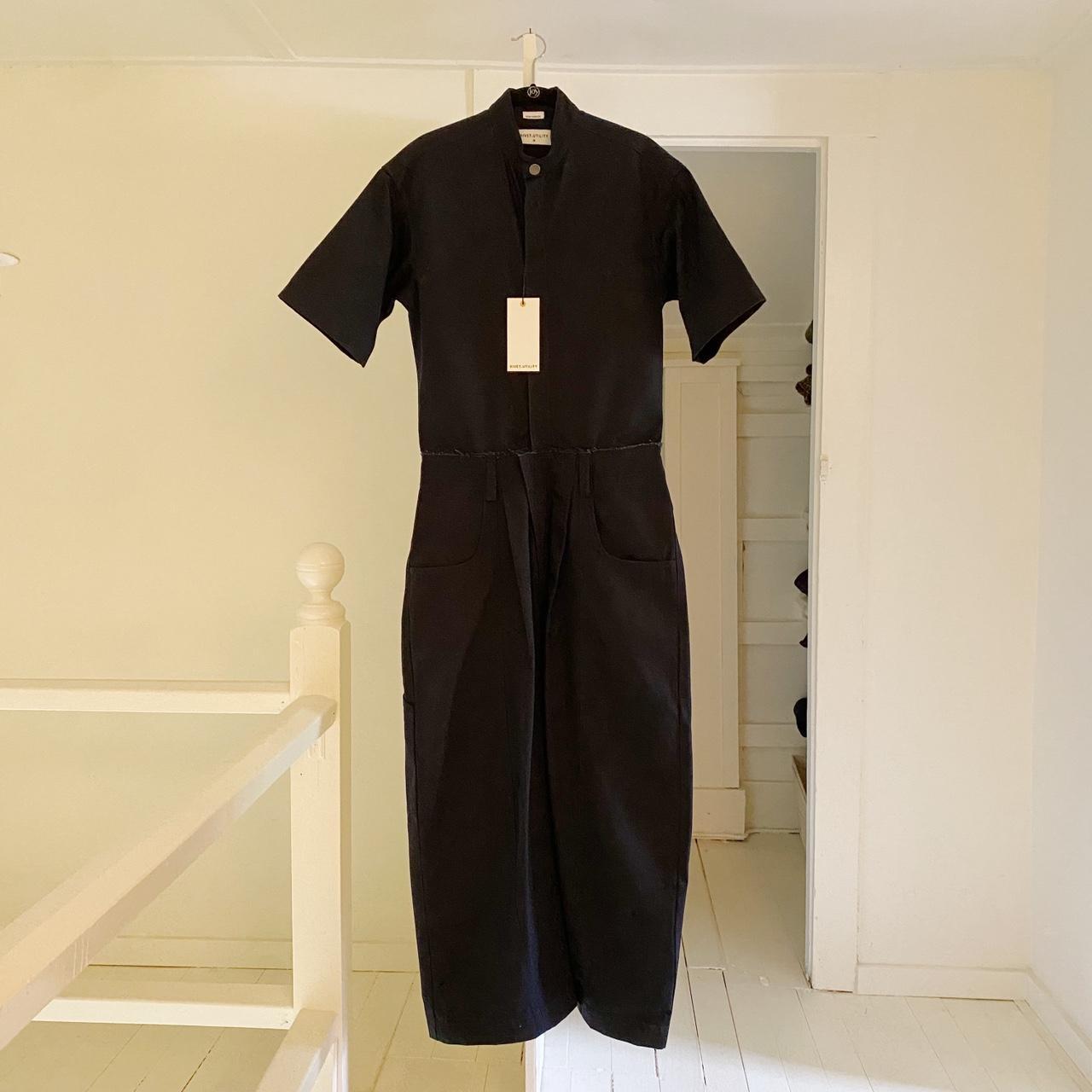 Rivet Utility New Yorker Canvas Mandarin Collar Jumpsuit in Navy NWT Size M