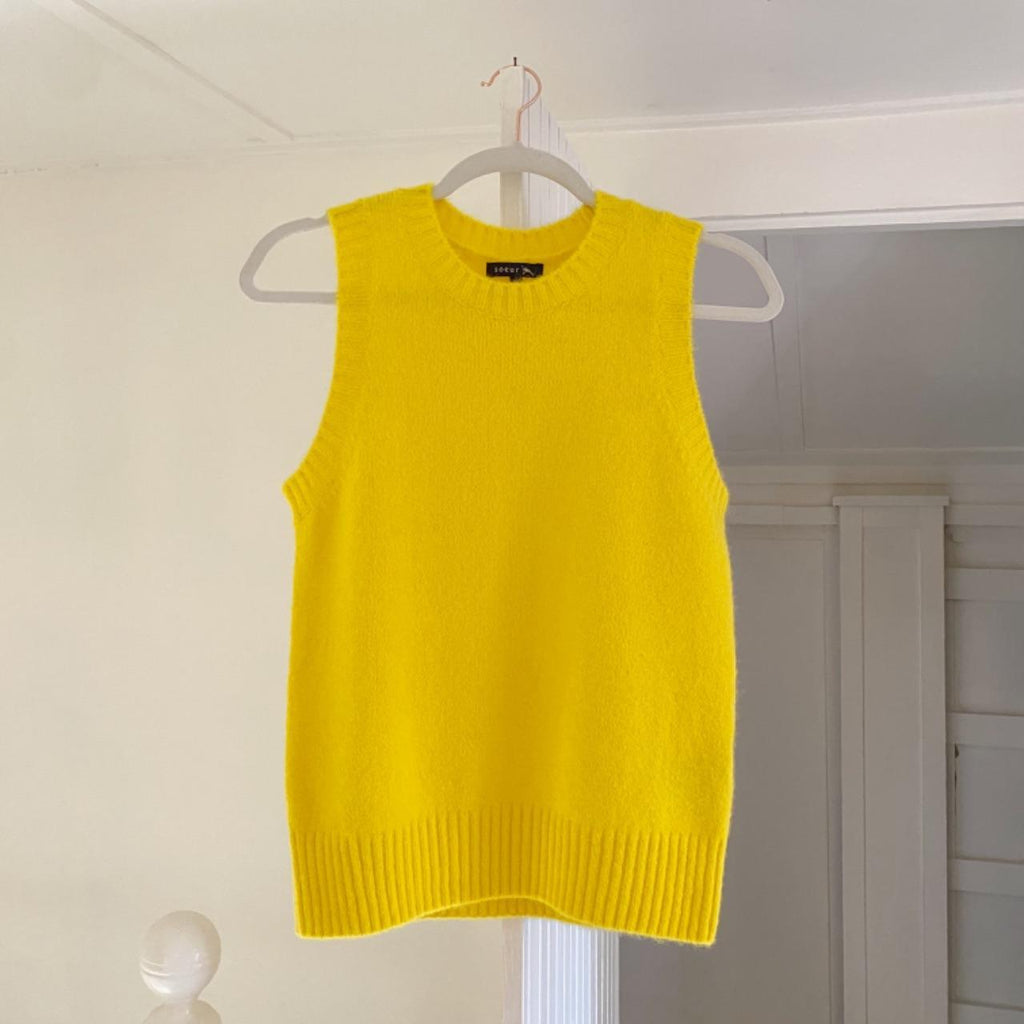 Soeur Namaste Wool Sweater Vest Pullover in Yellow Size 1