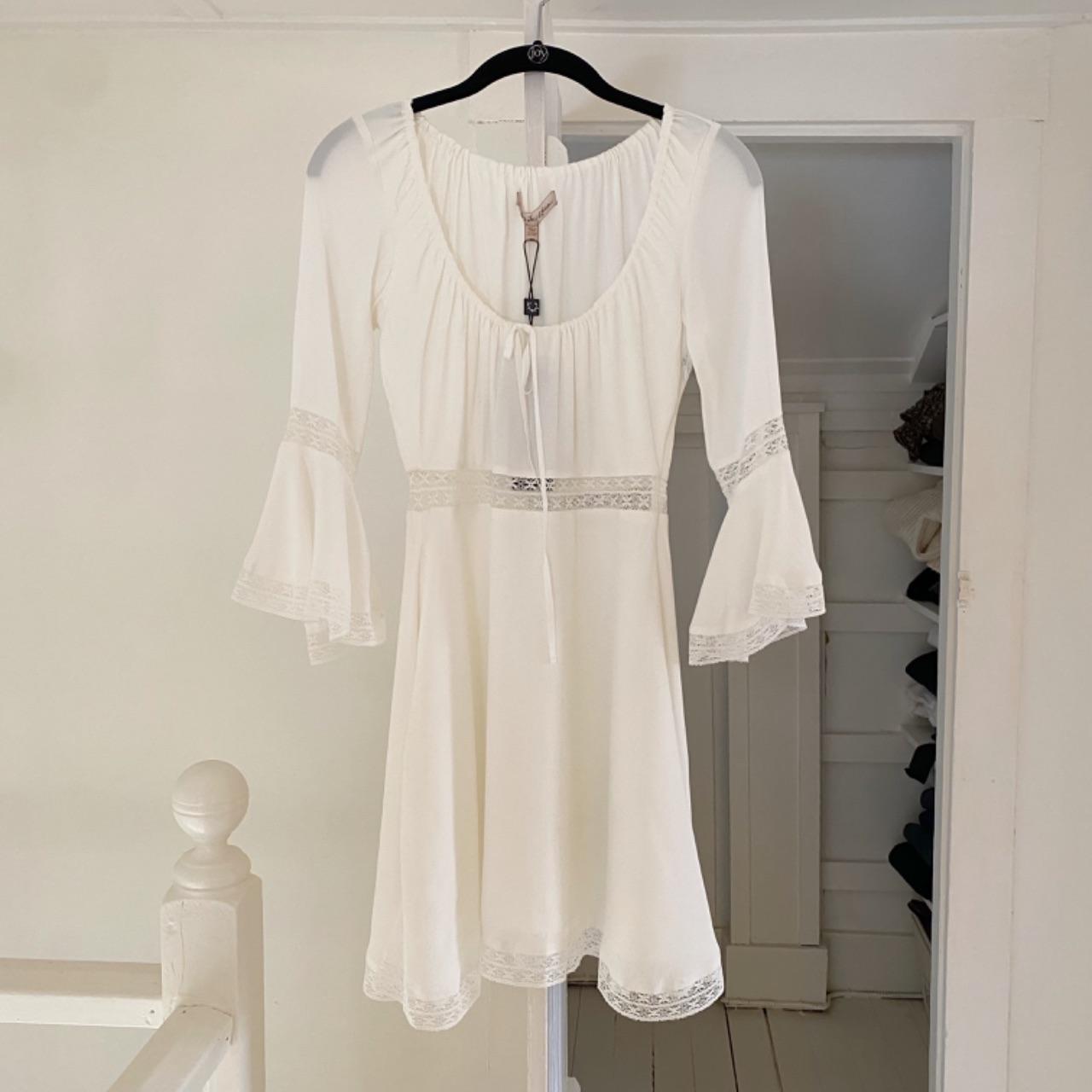 For Love & Lemons Angelina Lace Trim Mini Dress in Ivory NWT Size XS