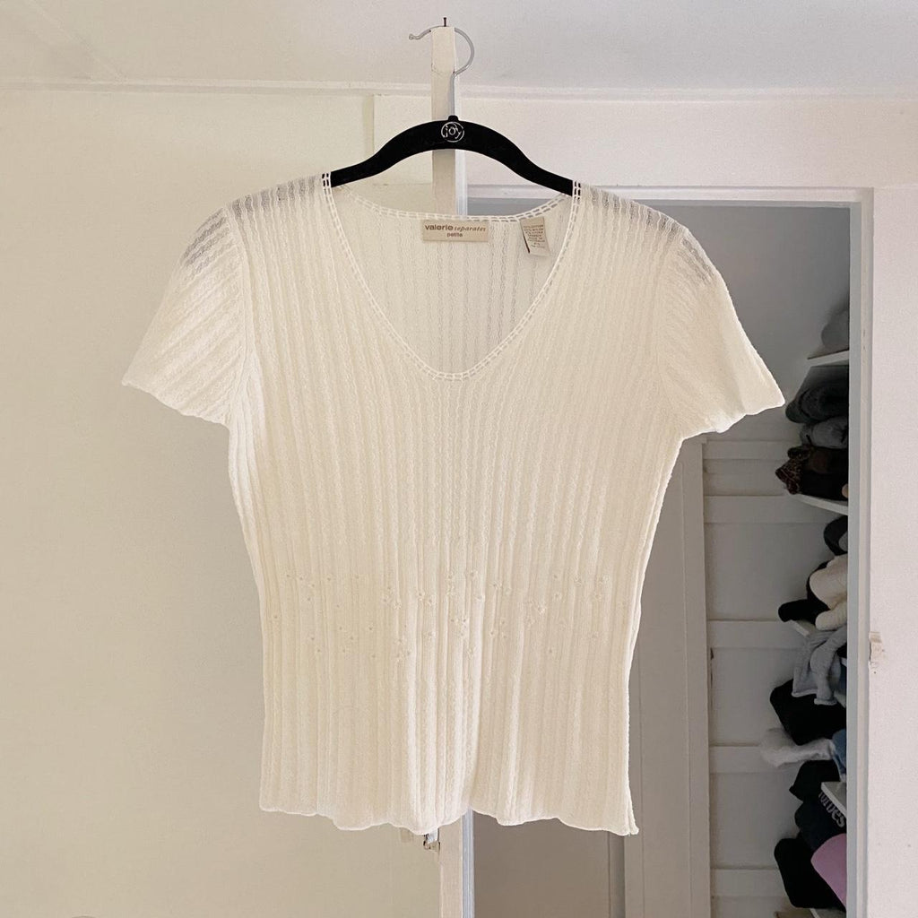 Valerie Separates Vintage Y2K Pointelle Knit Top Size PS