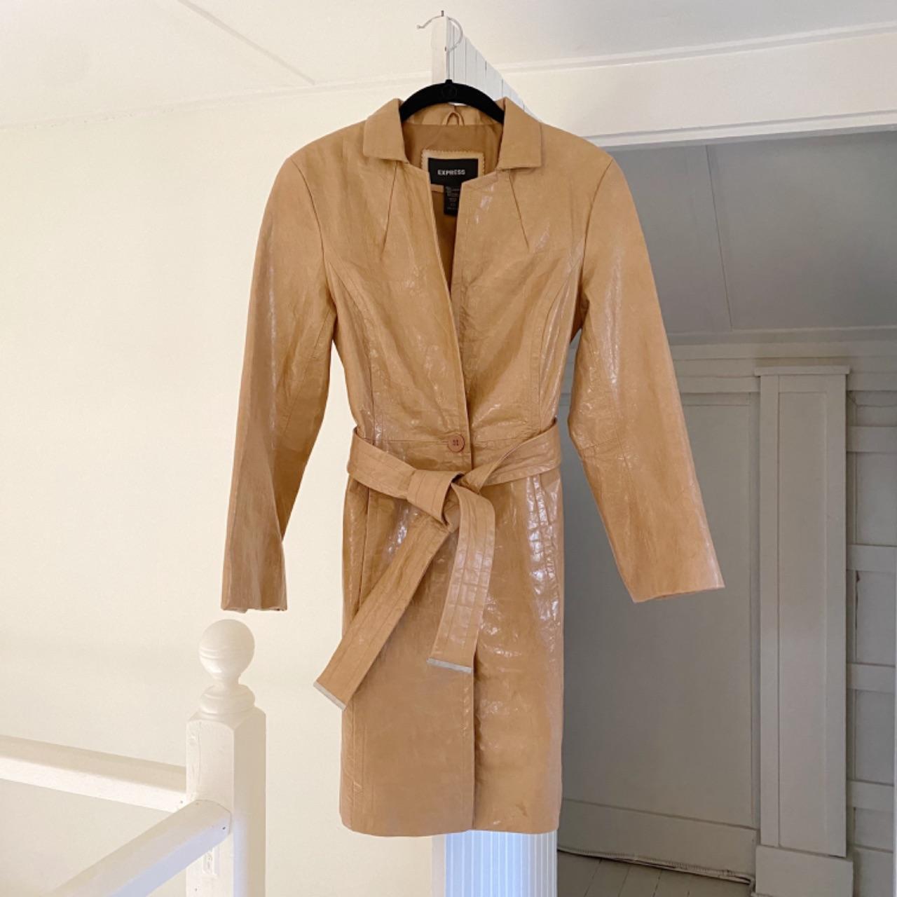 Express Vintage Y2K Leather Trench Coat Size 1/2