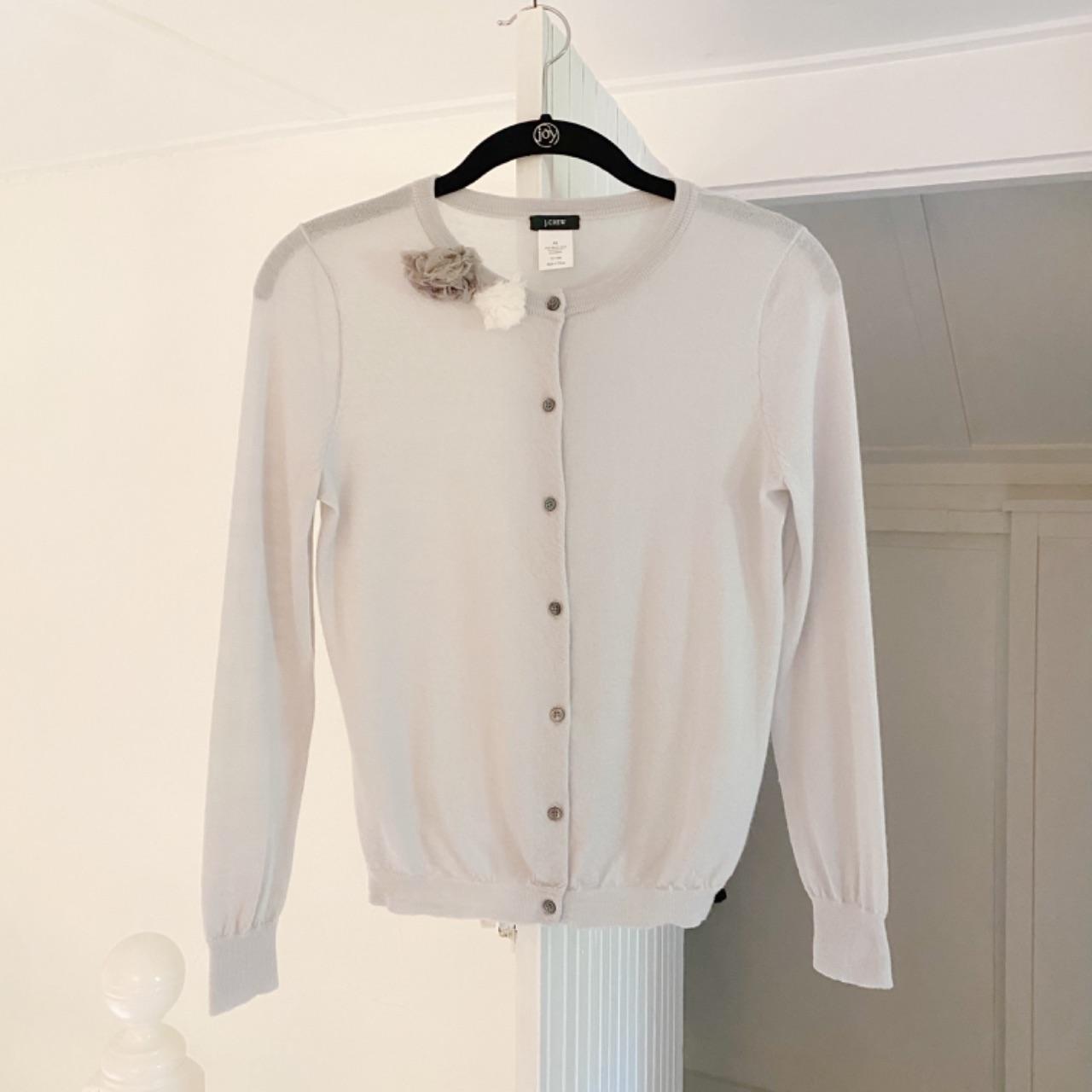 J. Crew Vintage Y2K Merino Wool Rosette Cardigan Sweater Size XS