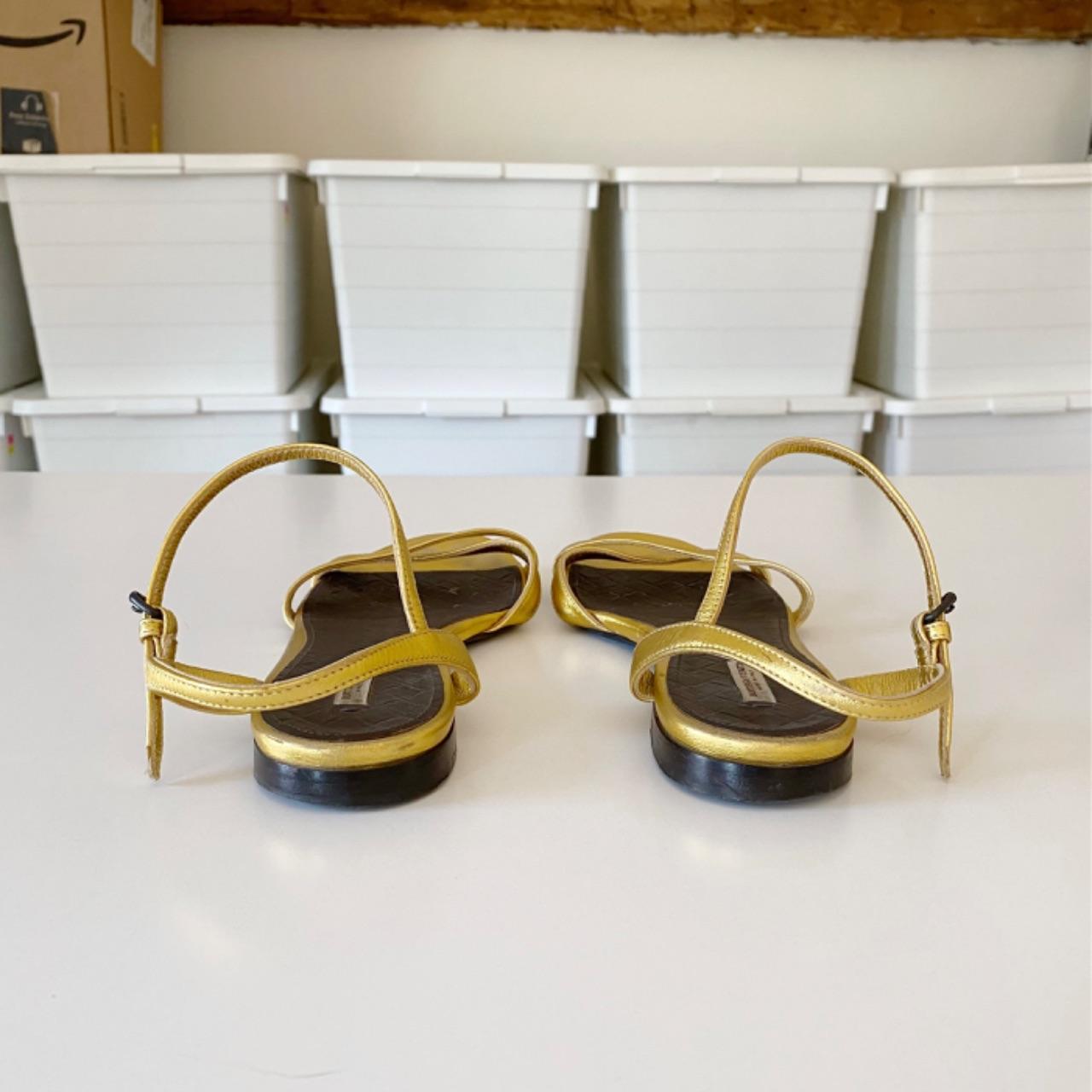 Bottega Veneta Gold Leather Sandals Size 38