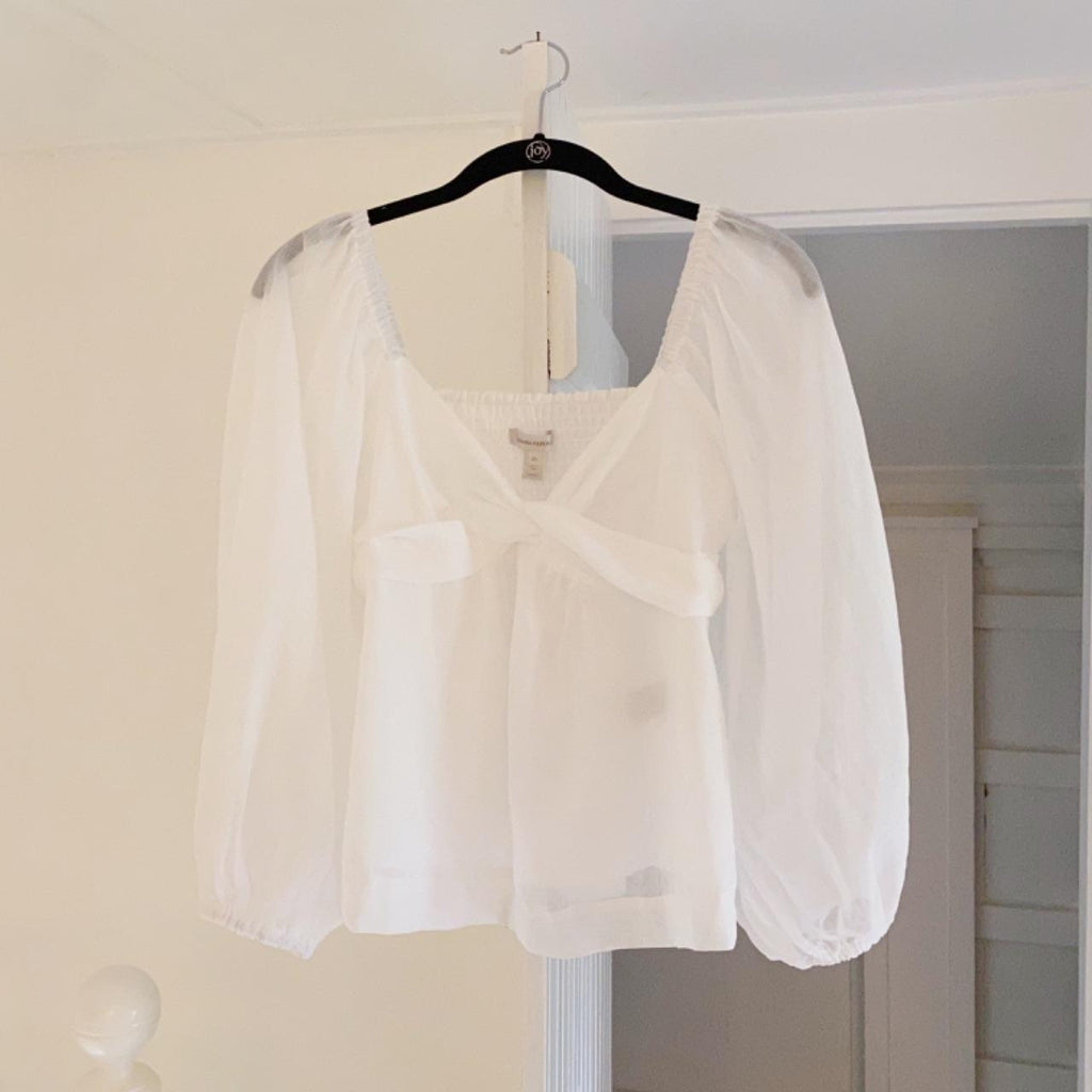 Banana Republic Ramie Twist Front Shirt in White NWT Size XS