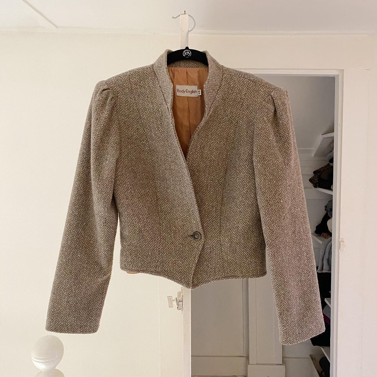 Body English Vintage 80s Wool Herringbone Blazer Jacket Size 9/10