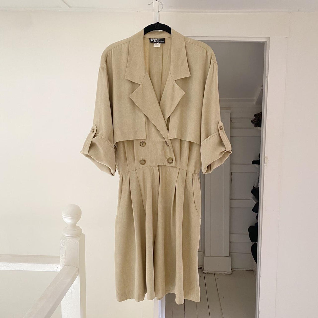 Dawn Joy Vintage 80s Double Breasted Trench Romper Size 13-14