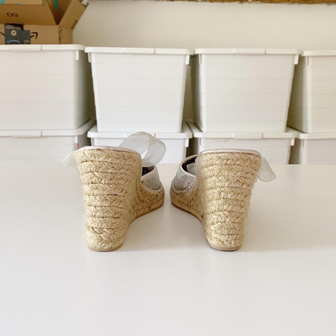 Steve Madden P-Boca Sequin Ribbon Wrap Espadrille Wedges Size 8