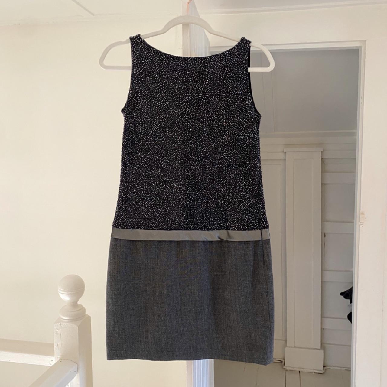 Linda Allard Ellen Tracy Vintage 90s Wool Beaded Drop Waist Mini Dress Size 2