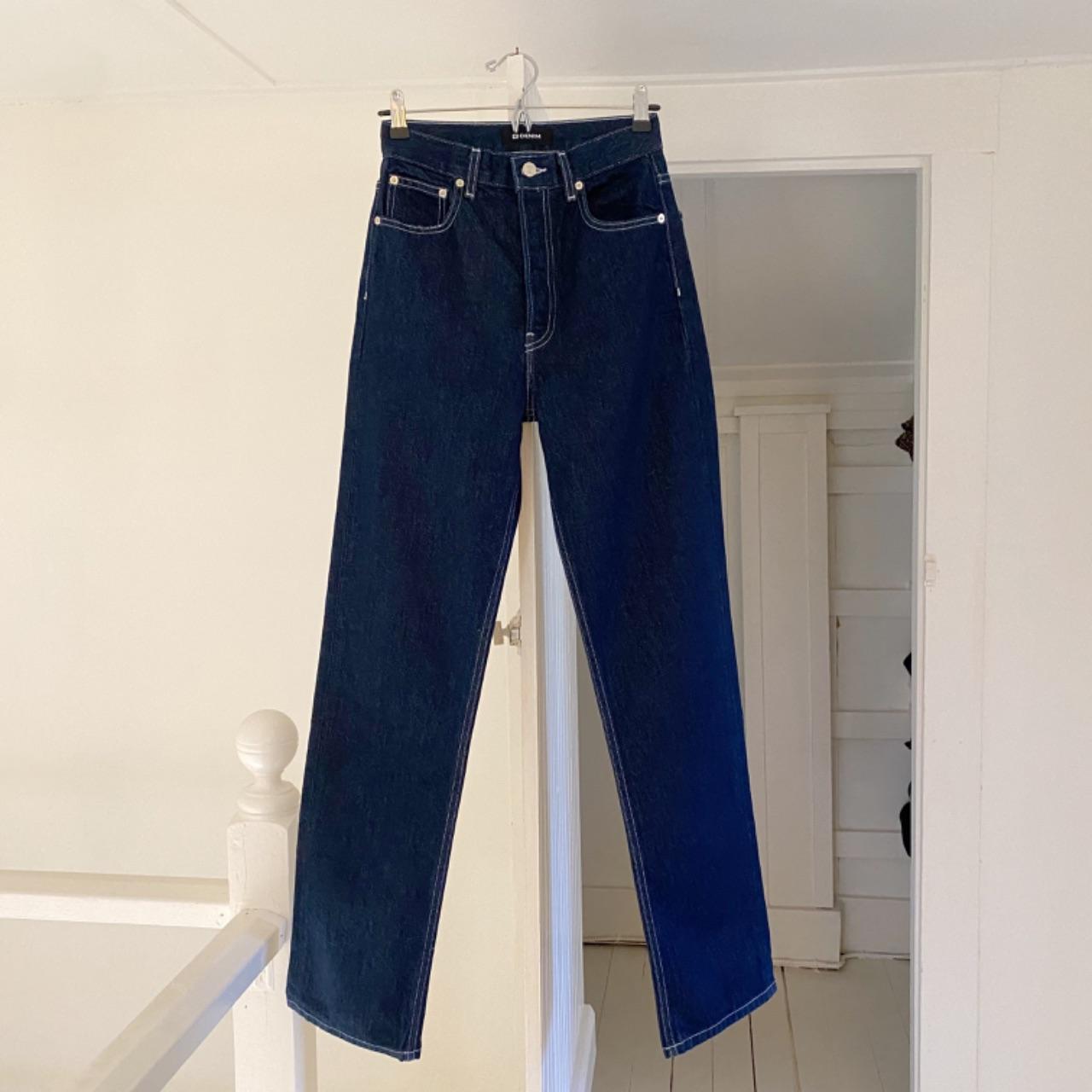 EB Denim High Rise Straight Jeans in Midnight Size 24