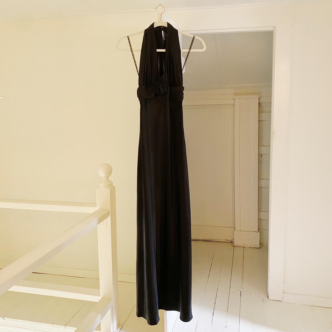 Be Smart Vintage 90s Rosette Satin Halter Gown Size 3/4