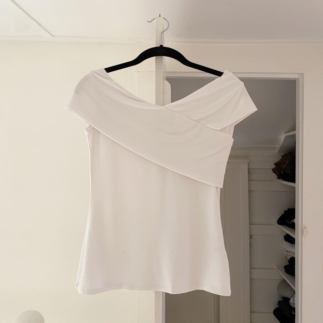 Theory Kellay Ribbed Viscose Crossover Off Shoulder Top Size P