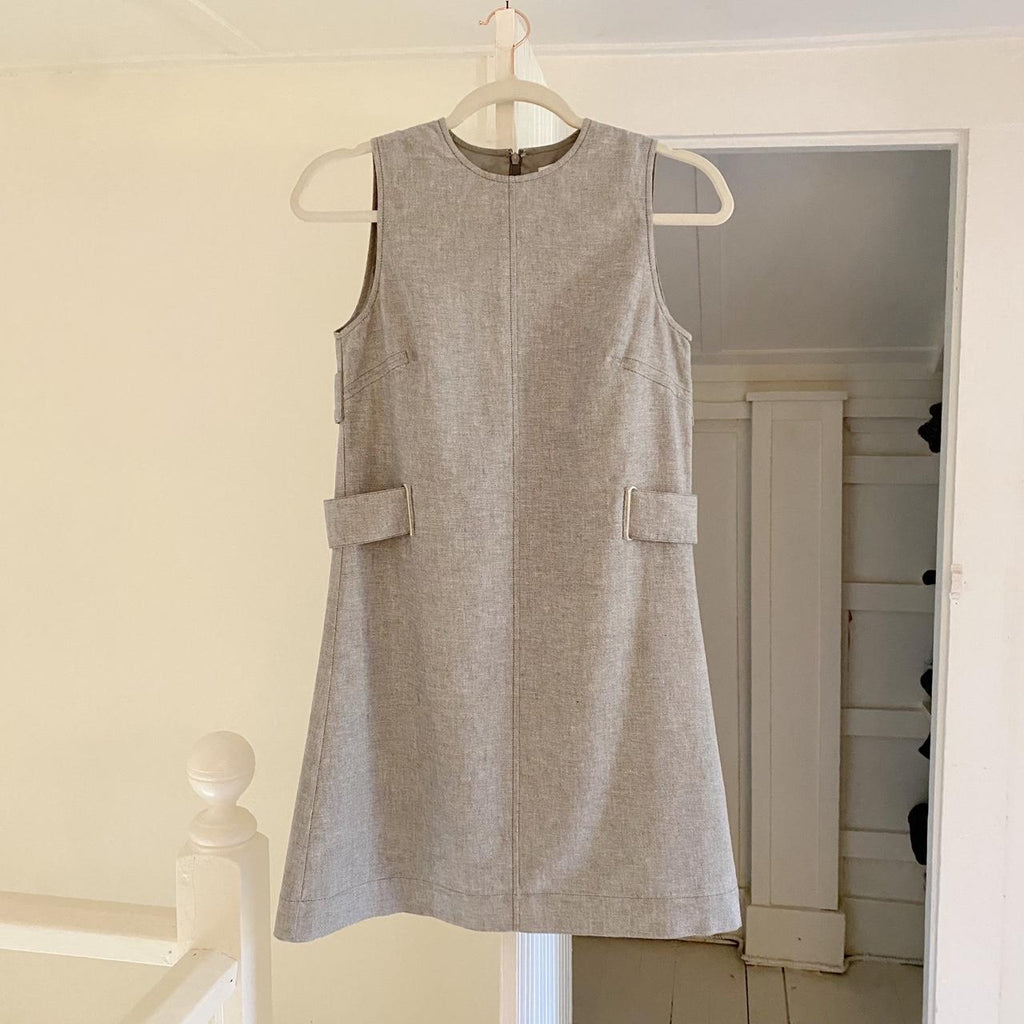 Remain Birger Christensen Linen A-Shape Mini Dress Castlerock Combo Size 2