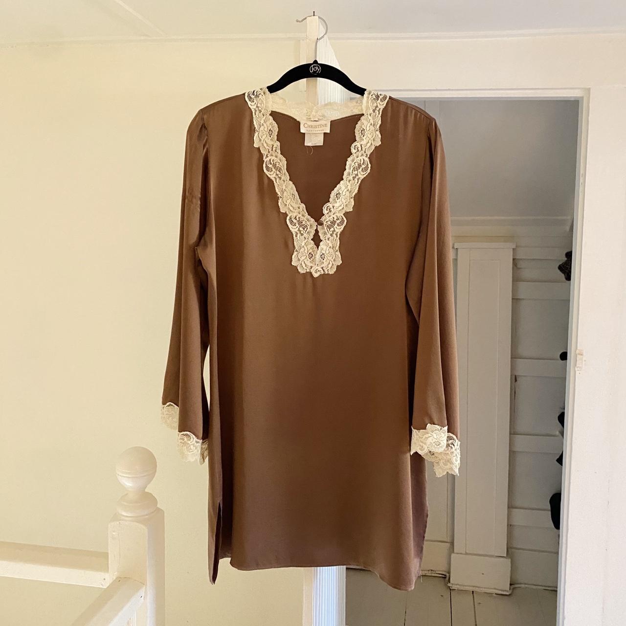 Christine Vancouver Vintage 90s Silk Satin Lace Trim Mini Slip Dress Size M