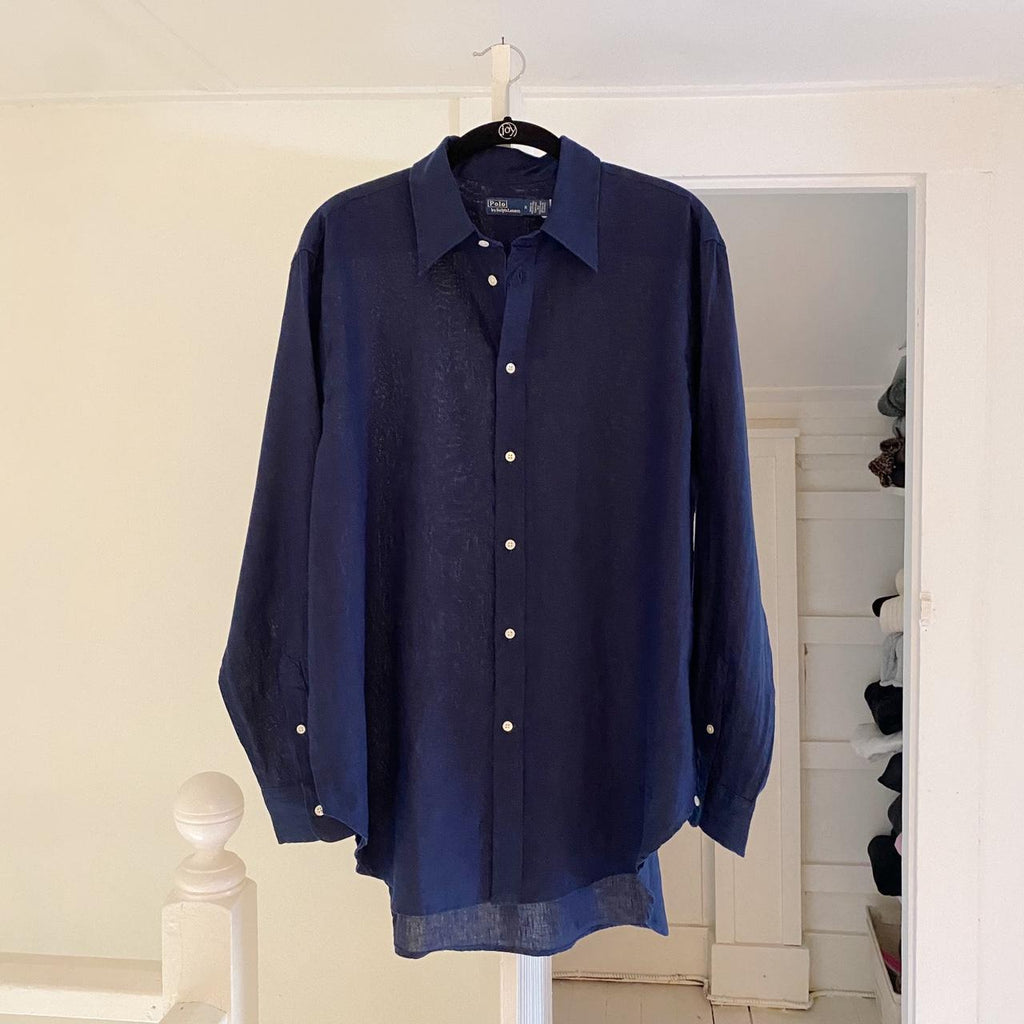 Polo Ralph Lauren Oversized Fit Linen Shirt Newport Navy NWT Size M