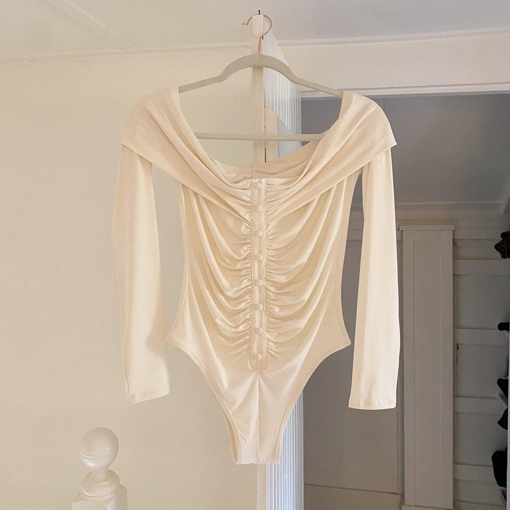 The Line By K Lunar Off Shoulder Bodysuit in Vanilla Size M