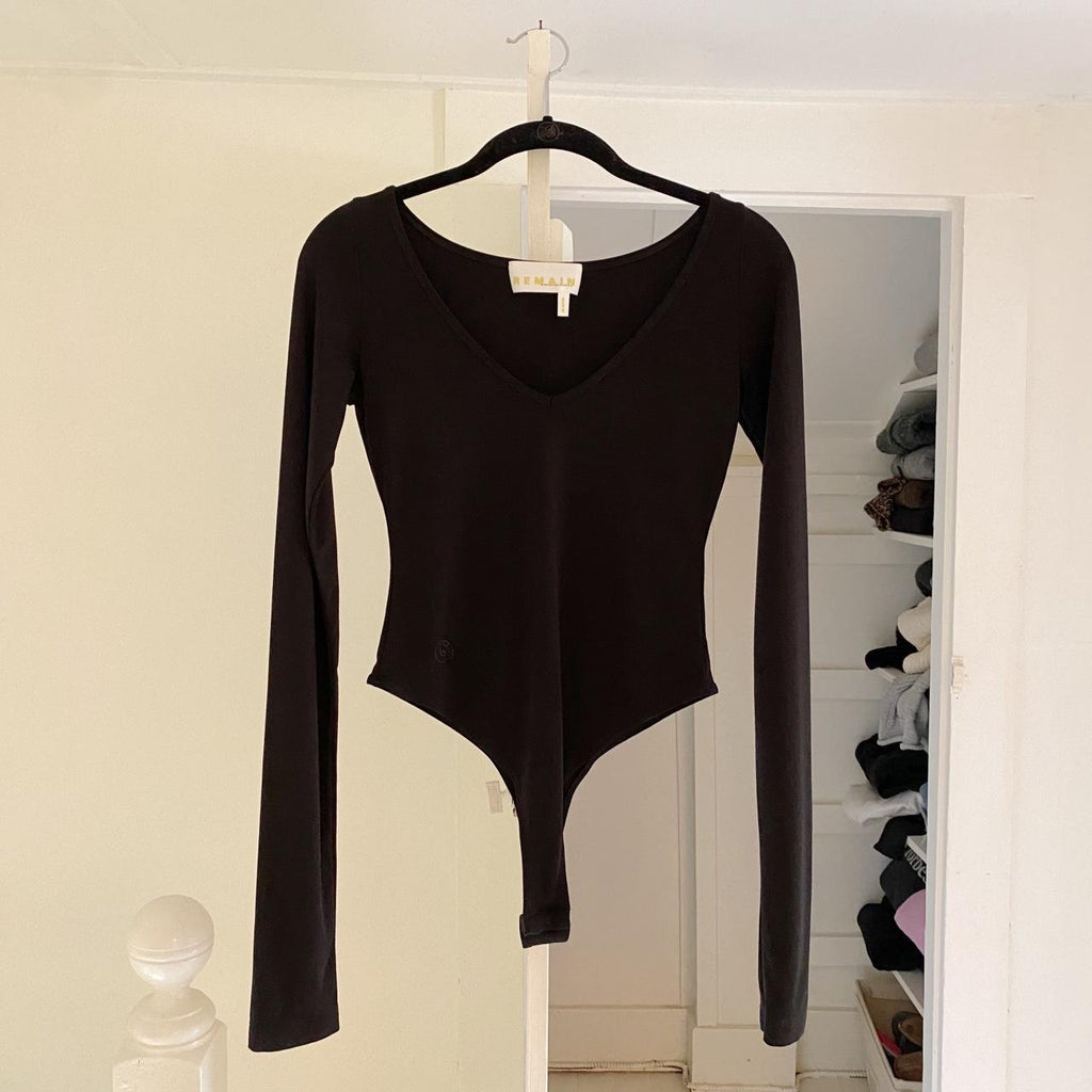 Remain Birger Christensen Nicole Long Sleeve Bodysuit Black Size 6