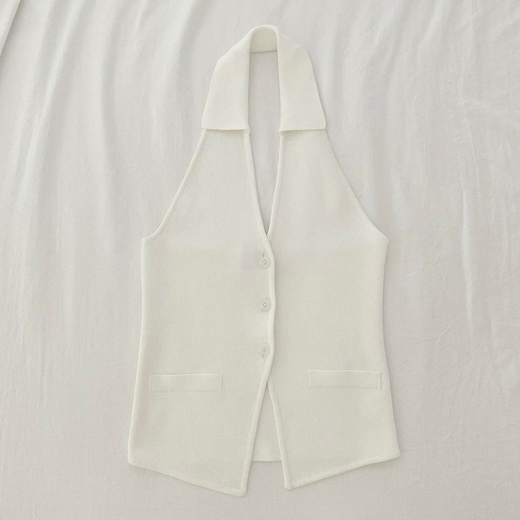 Misha Collection Bruna Halter Top Vest in Ivory Size S