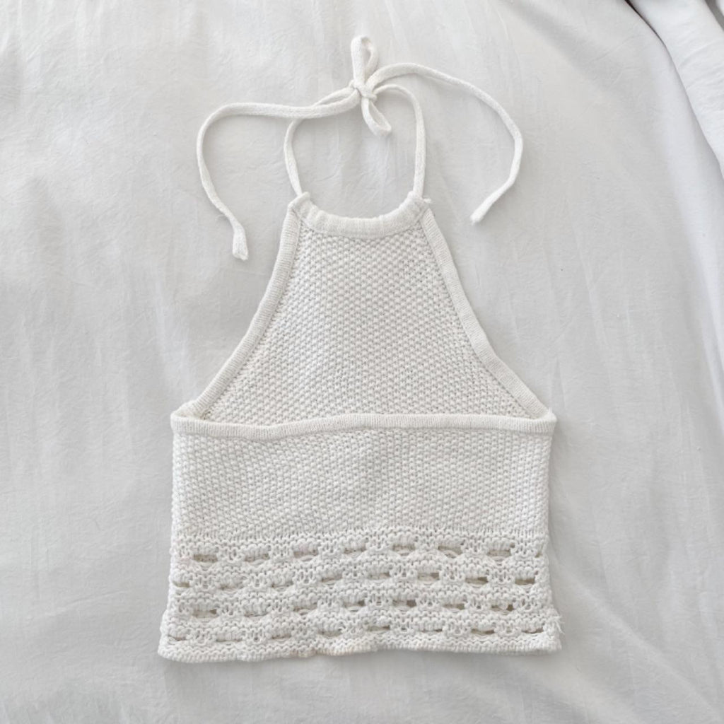 Moda Int’l Vintage 90s Crochet Knit Halter Top Size XS