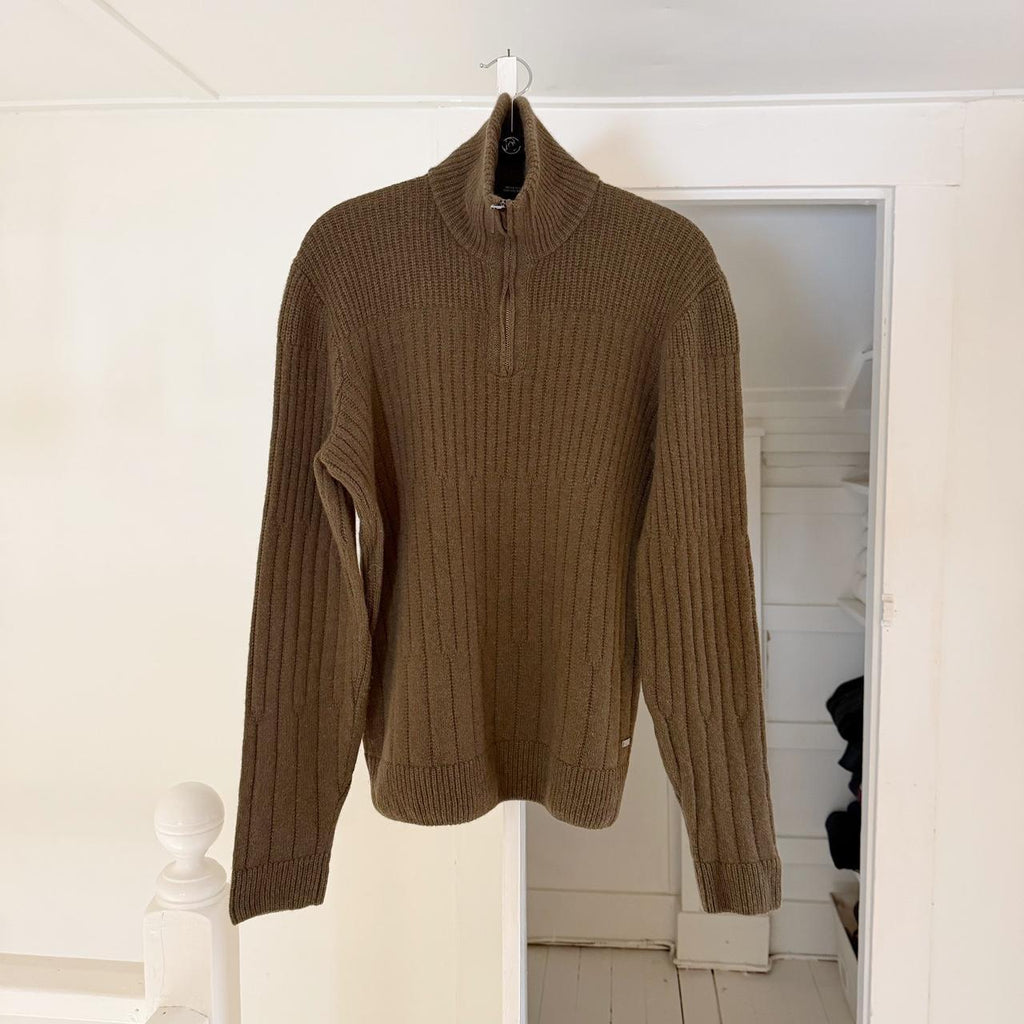 Hugo Boss Wool Collared Quarter Zip Sweater Size Mens L