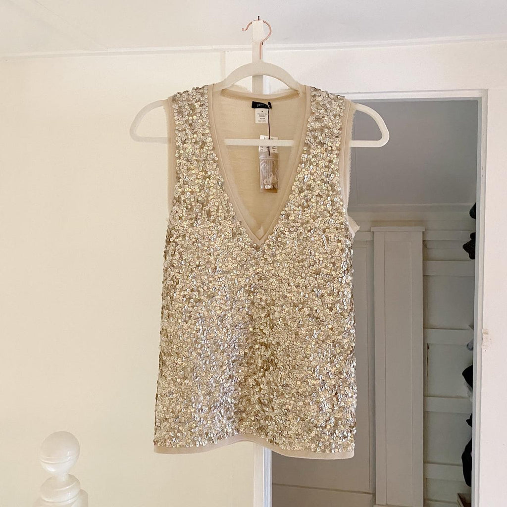 J. Crew Y2K Merino Wool Sequin Top NWT Size M
