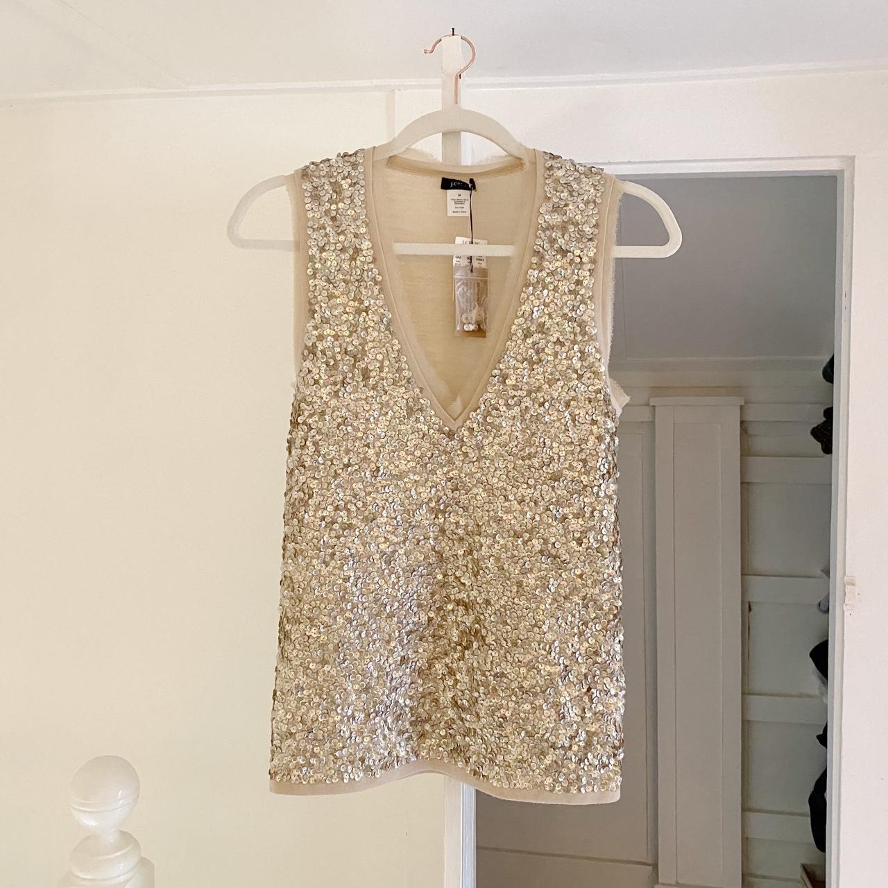 J. Crew Y2K Merino Wool Sequin Top NWT Size M