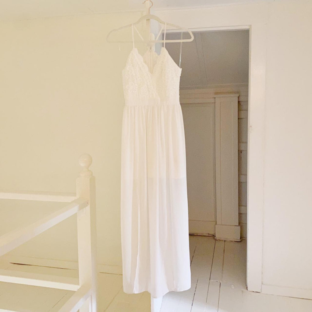 No Boundaries Crochet Trim Sheer Maxi Dress Size S