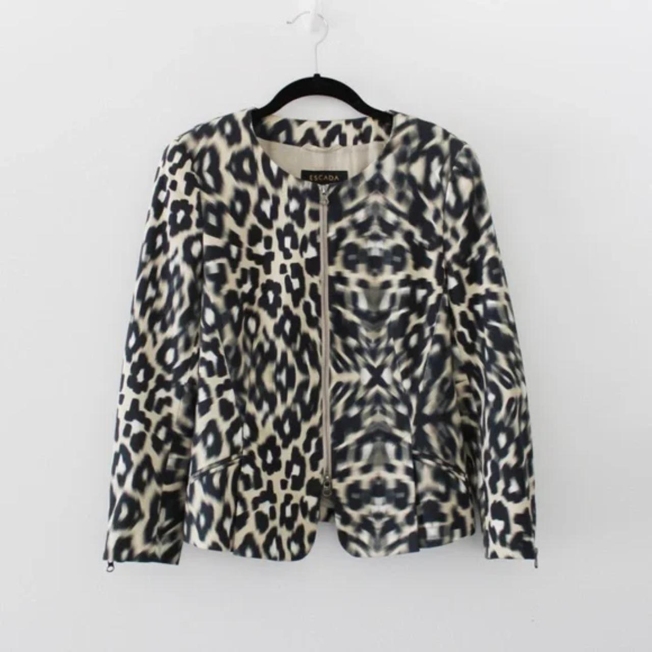 Escada Leopard Print Zip Front Blazer Jacket in Fantasy Size 38