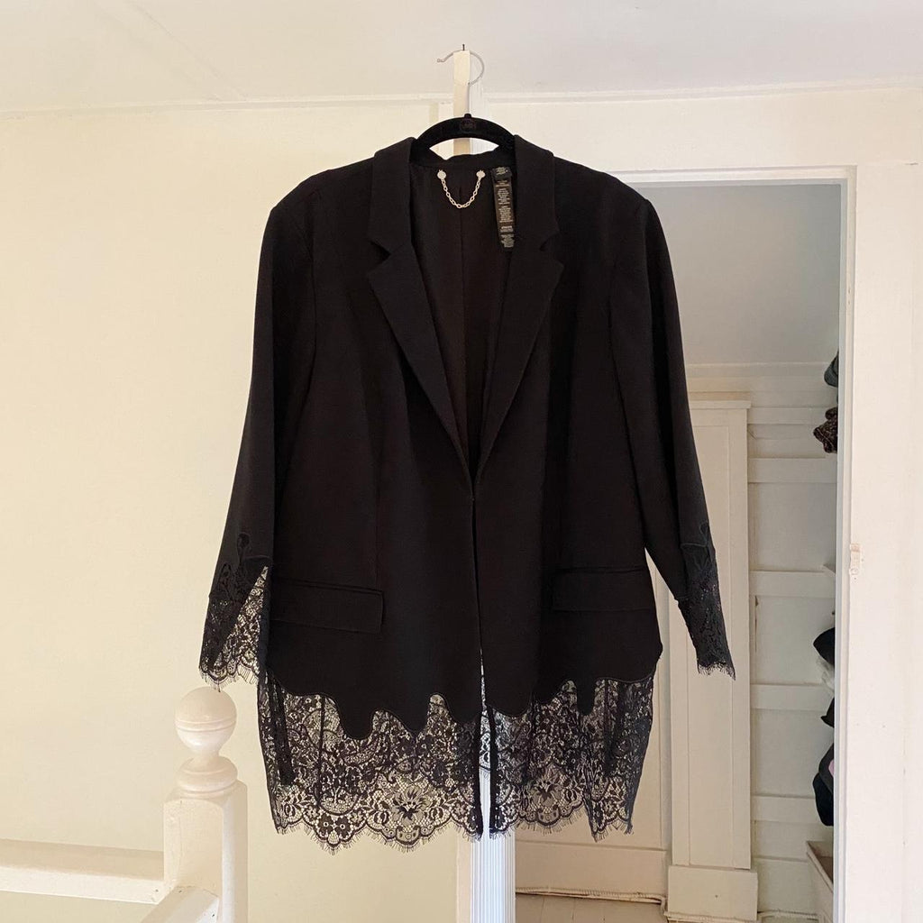 Black Label by Chico’s Lace Trim Blazer Jacket Size 3