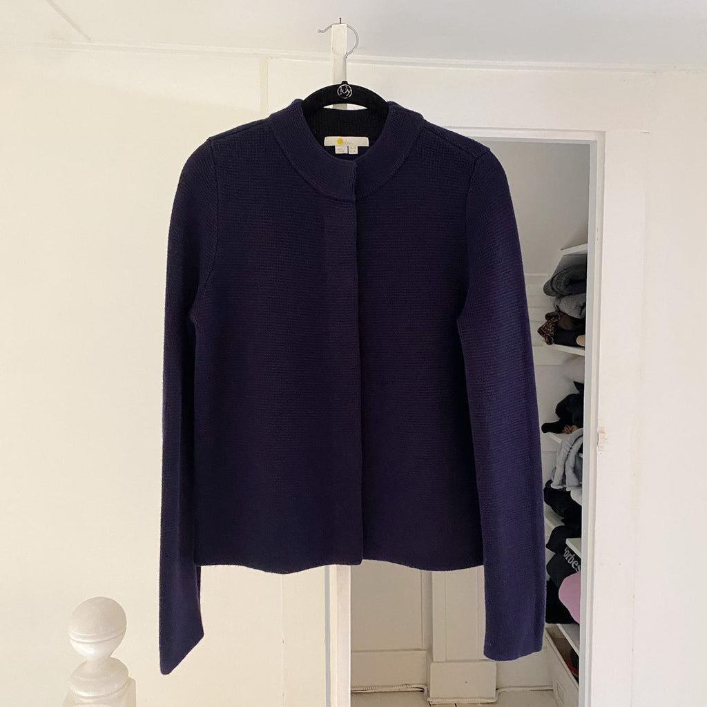 Boden Claudia Cotton Wool Cropped Cardigan in Navy Size 6
