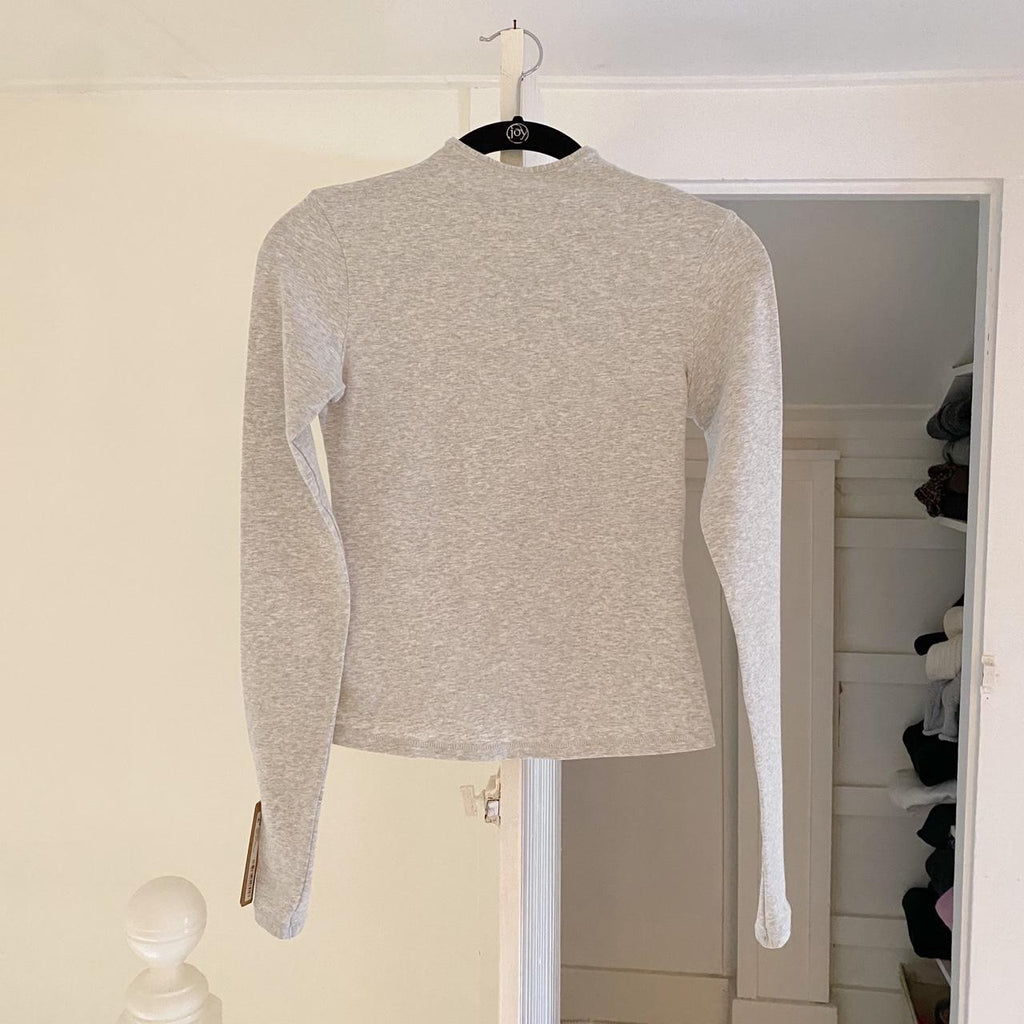 Skims Cotton Jersey Turtleneck Top in Light Heather Grey NWT Size S