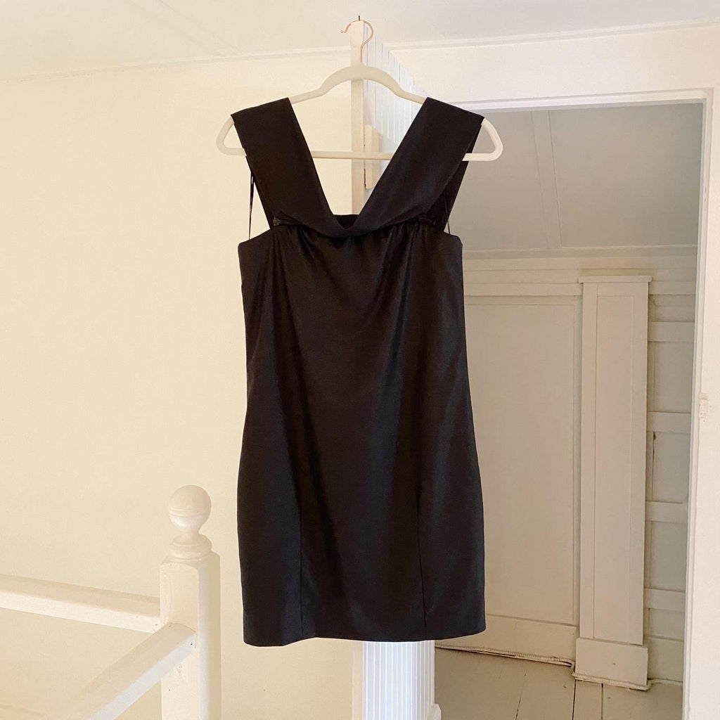 Chloé Vintage Y2K Zip Strap Accent Mini Dress in Anthracite Size 34