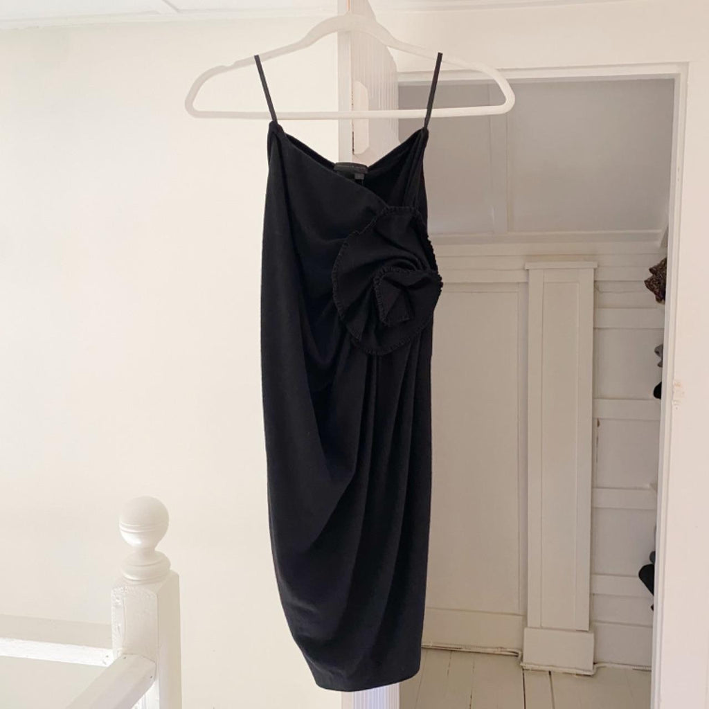 Donna Karan Collection Ruched Vintage Wool Jersey Rosette Wrap Skirt NWT Size P