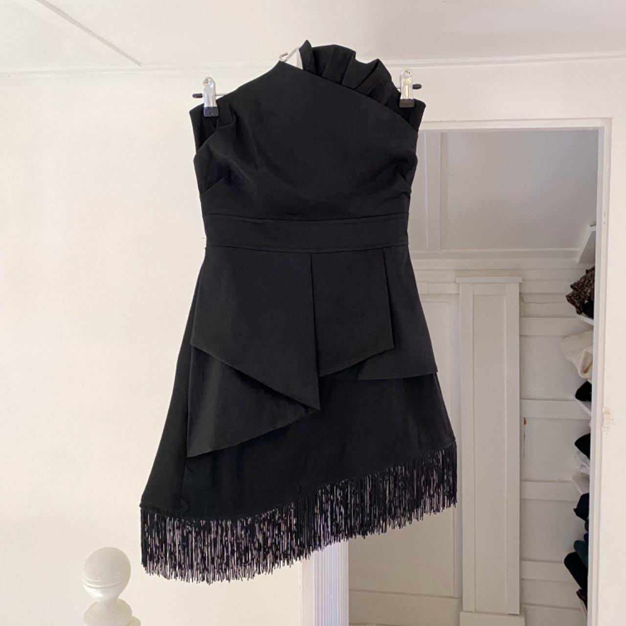 Alyn Paige Vintage Y2K Asymmetric Fringe Hem Strapless Mini Dress Size 5/6