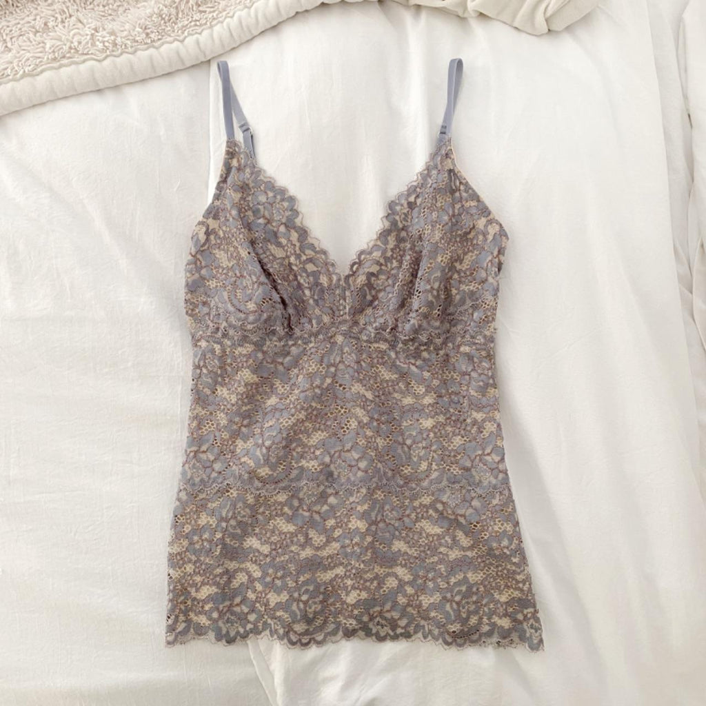 Cosabella Pret A Porter Lace V Neck Camisole in Incenso/Stone Size M