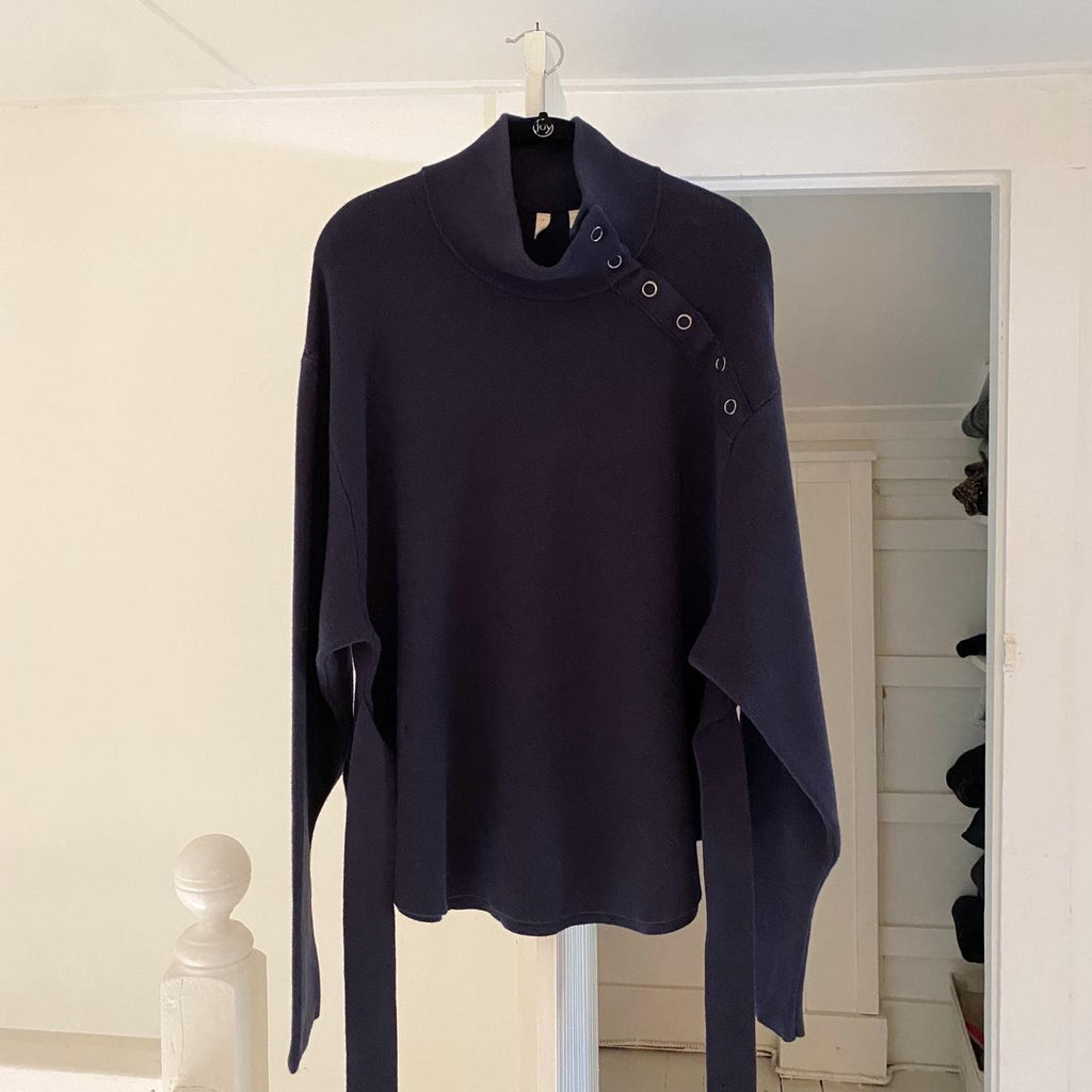 Moth / Anthropologie Tie Waist Mock Neck Poncho Sweater Size M