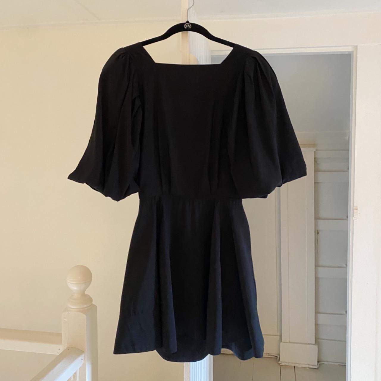 The Femm Violet Open Back Puff Sleeve Mini Dress in Black NWT Size S