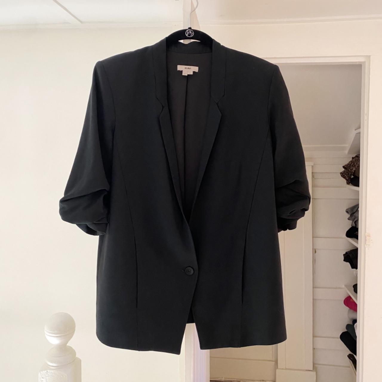 Helmut Lang Slouchy Suiting Scrunched Sleeve Blazer in Black Size 8