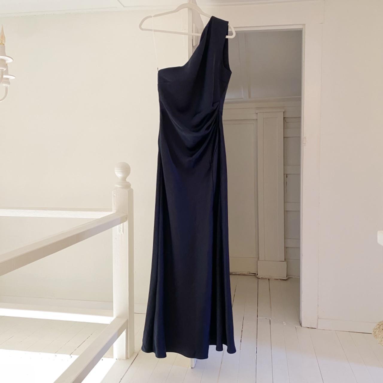 Bec + Bridge The Dreamer Satin Asymmetric One Shoulder Maxi Dress in Ink Size 12