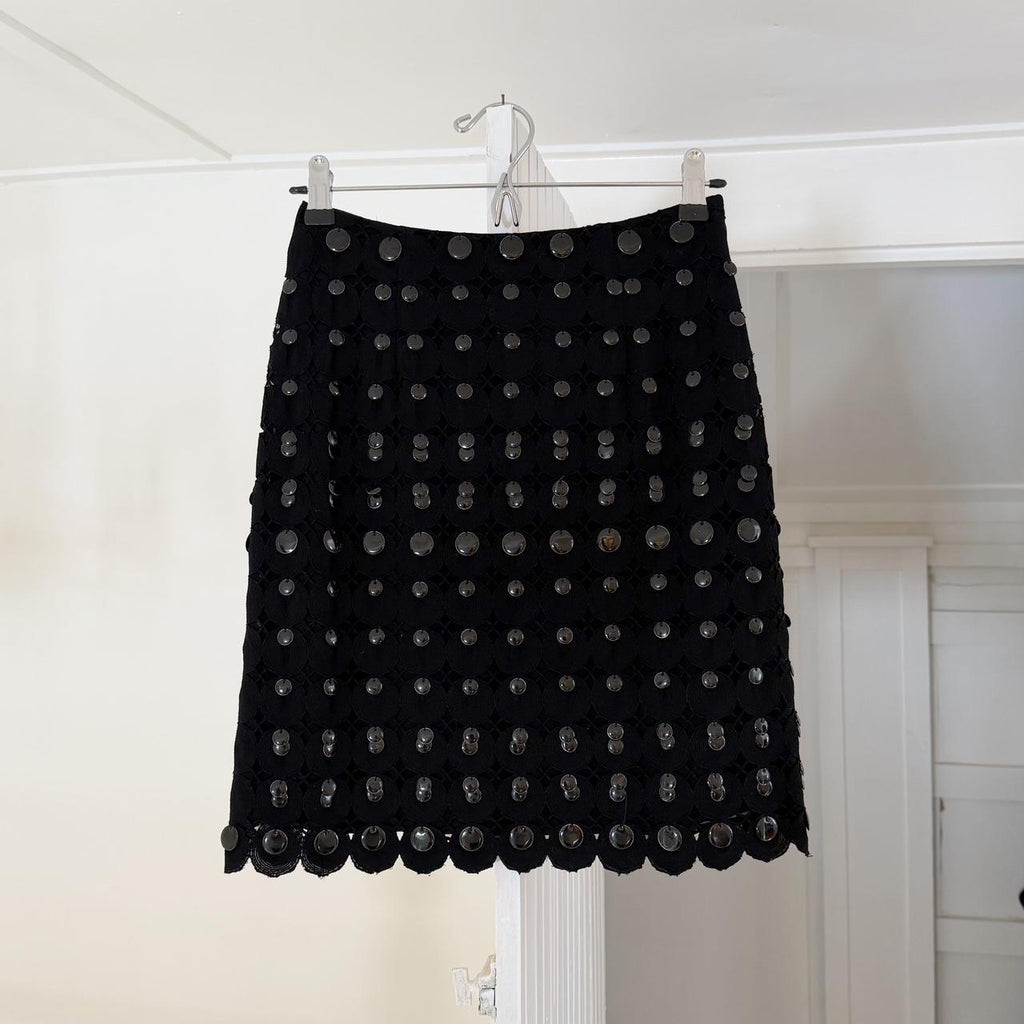 Couture Couture Los Angeles Vintage Y2K Beaded Crochet Mini Pencil Skirt Size 38