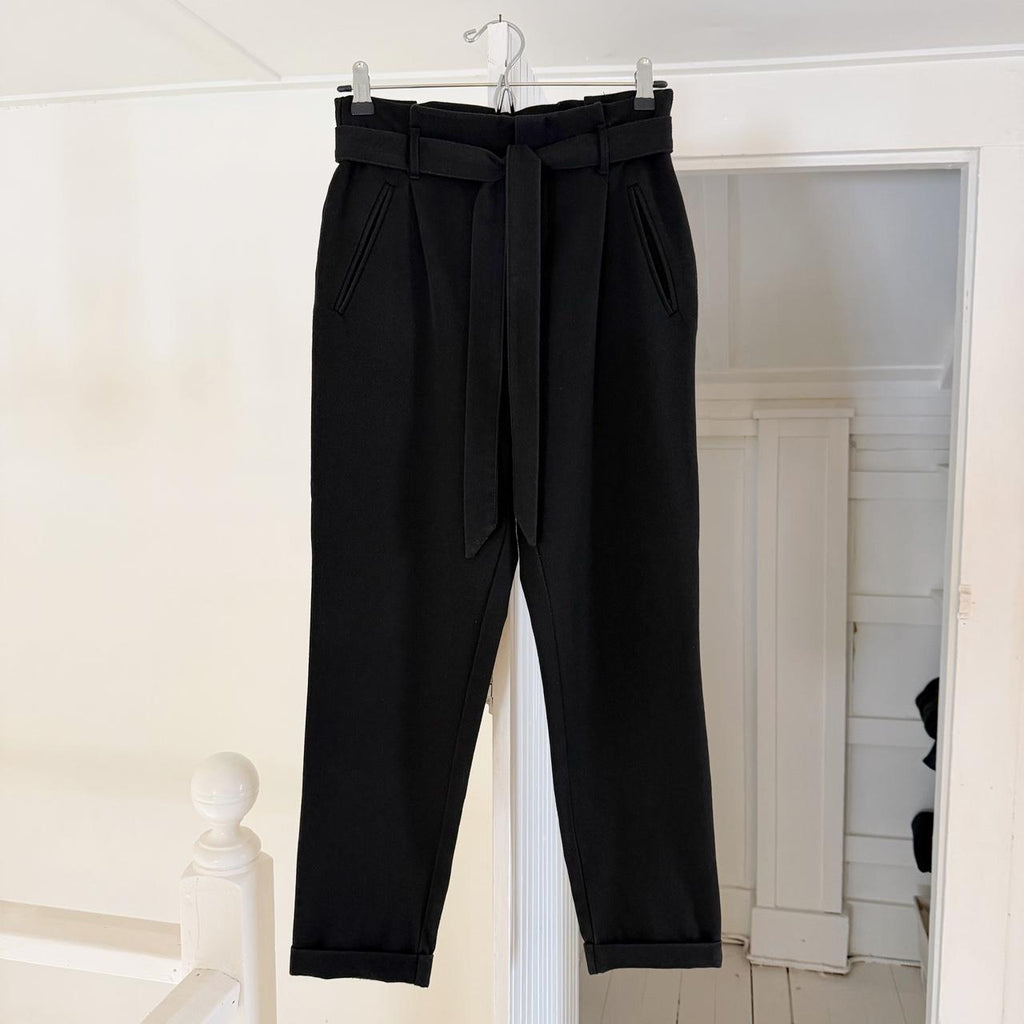 Zara Tie Waist High Rise Paperbag Trousers Size XS