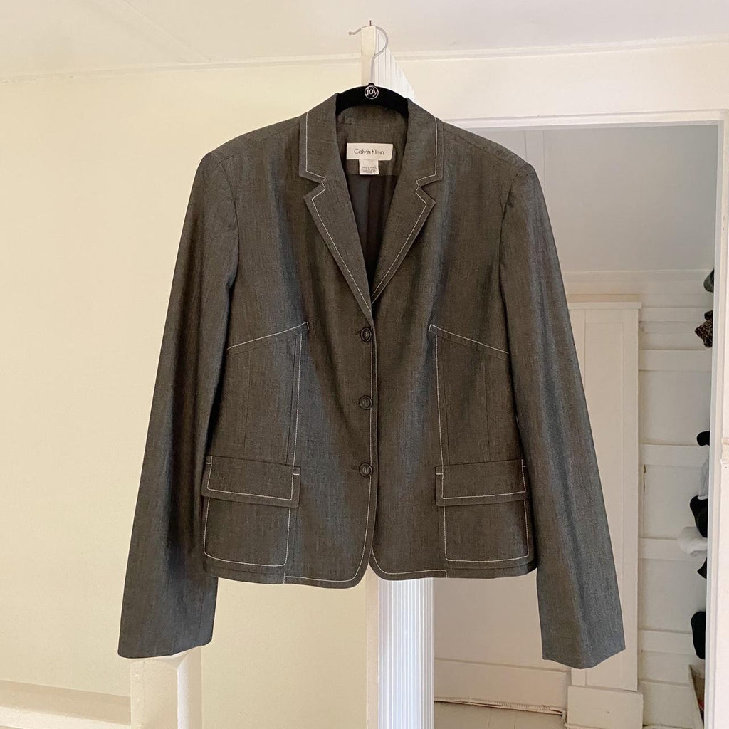 Calvin Klein Vintage 90s Contrast Stitch Blazer Jacket Size M