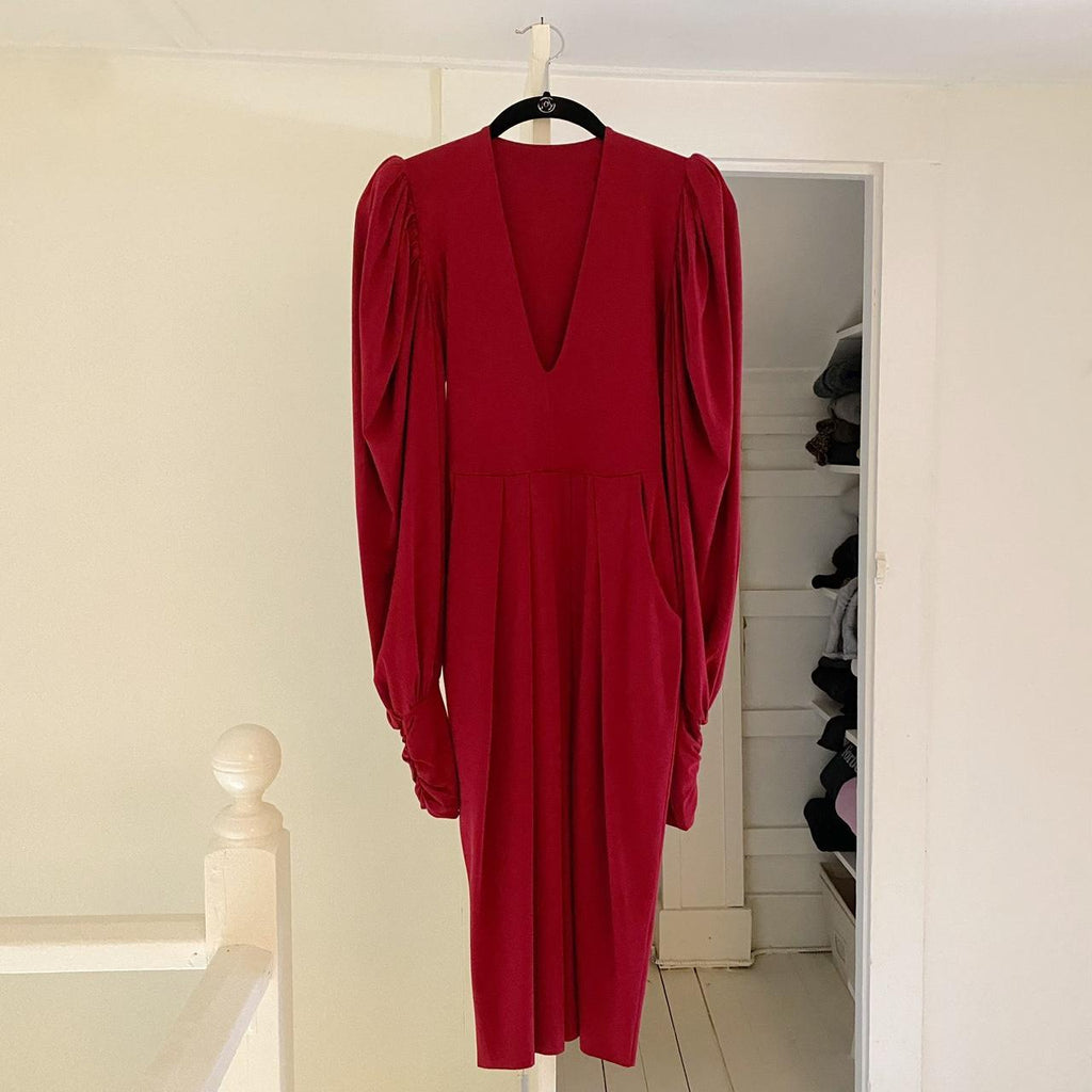 Butter By Nadia / Nadia Tarr Pleated Puff Sleeve Midi Dress NWT One Size