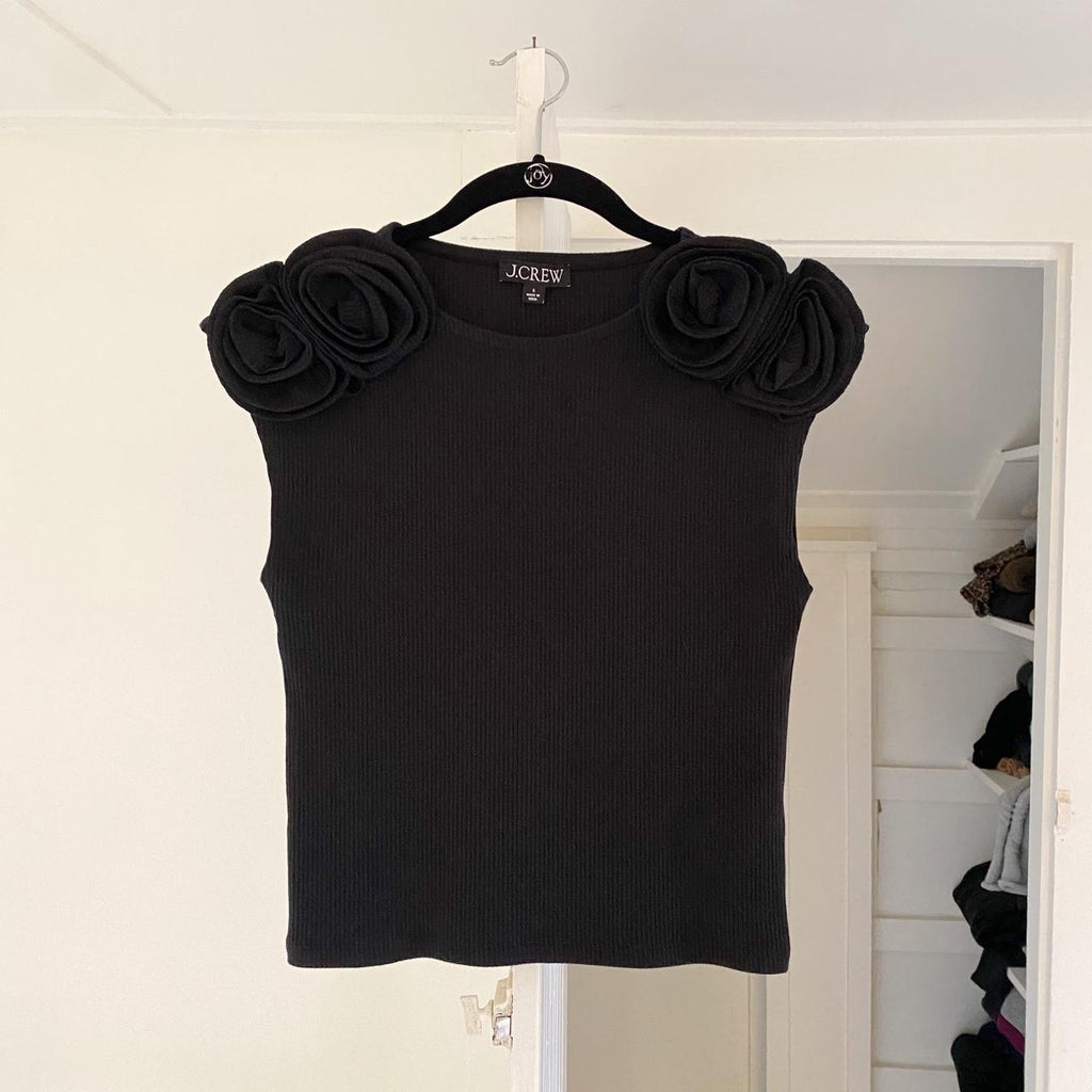 J. Crew Vintage Rib Rosette T-Shirt Top Size S